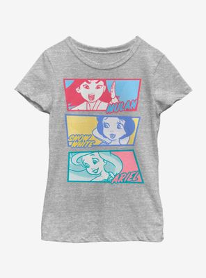 Disney Princesses Comic Panels Youth Girls T-Shirt
