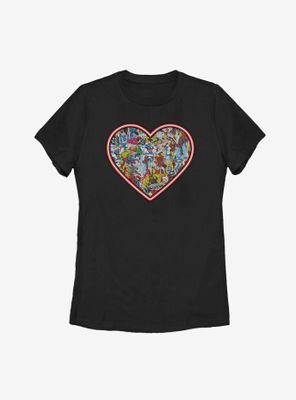 Marvel Avengers Comic Heart Womens T-Shirt