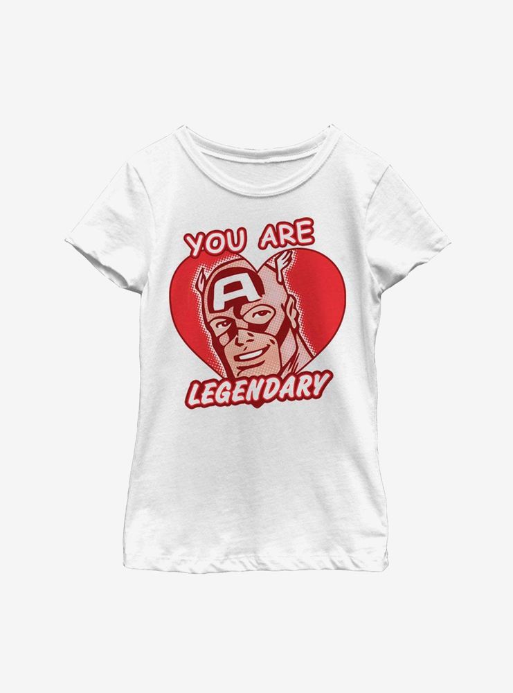 Marvel Captain America Legendary Heart Youth Girls T-Shirt