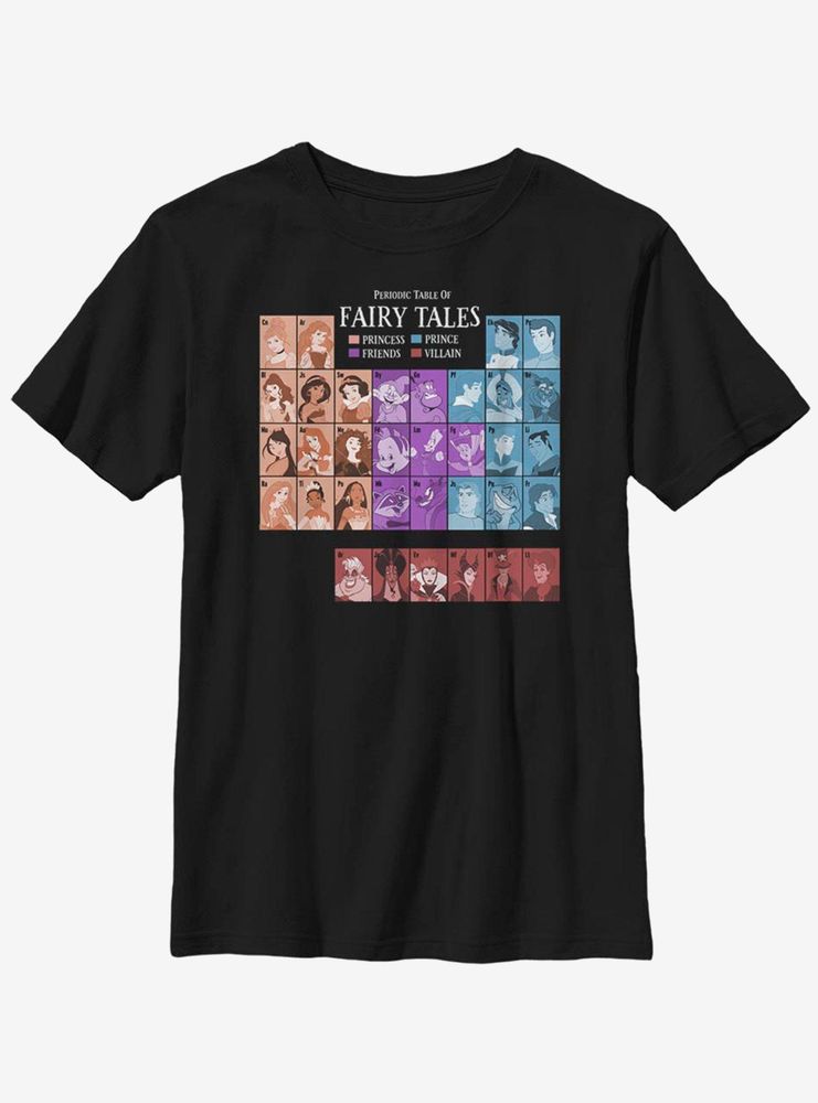 Disney Princesses Periodic Table Of Fairy Tales Youth T-Shirt