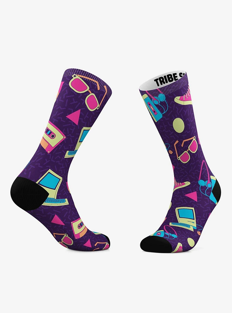 80S Totally Tech Socks And 80S Funky Crew Socks 2 Pair