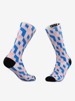 Geometric Pink Stairway Socks And Geometric Stairway Crew Socks 2 Pair