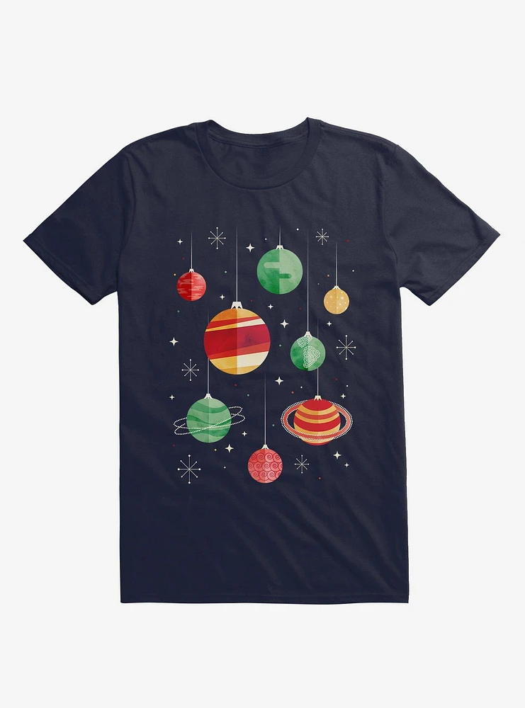 Joy Of The Universe Planet Ornaments Navy Blue T-Shirt