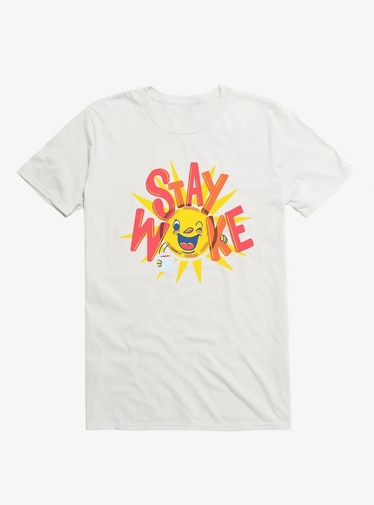 Stay Woke Sun And Coffee White T-Shirt