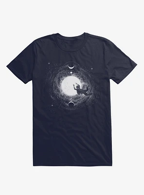 Light Burst Moon And Stars Navy Blue T-Shirt