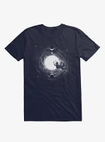 Light Burst Moon And Stars Navy Blue T-Shirt