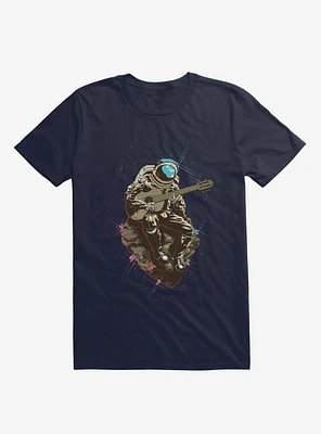 Lonely Man Astronaut Asteroid Navy Blue T-Shirt