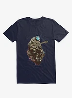 Lonely Man Astronaut Asteroid Navy Blue T-Shirt