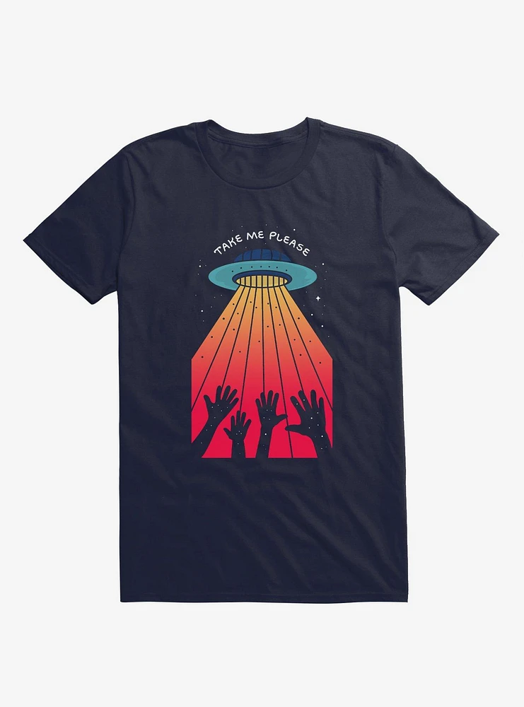 Take Me Please Alien UFO Navy Blue T-Shirt