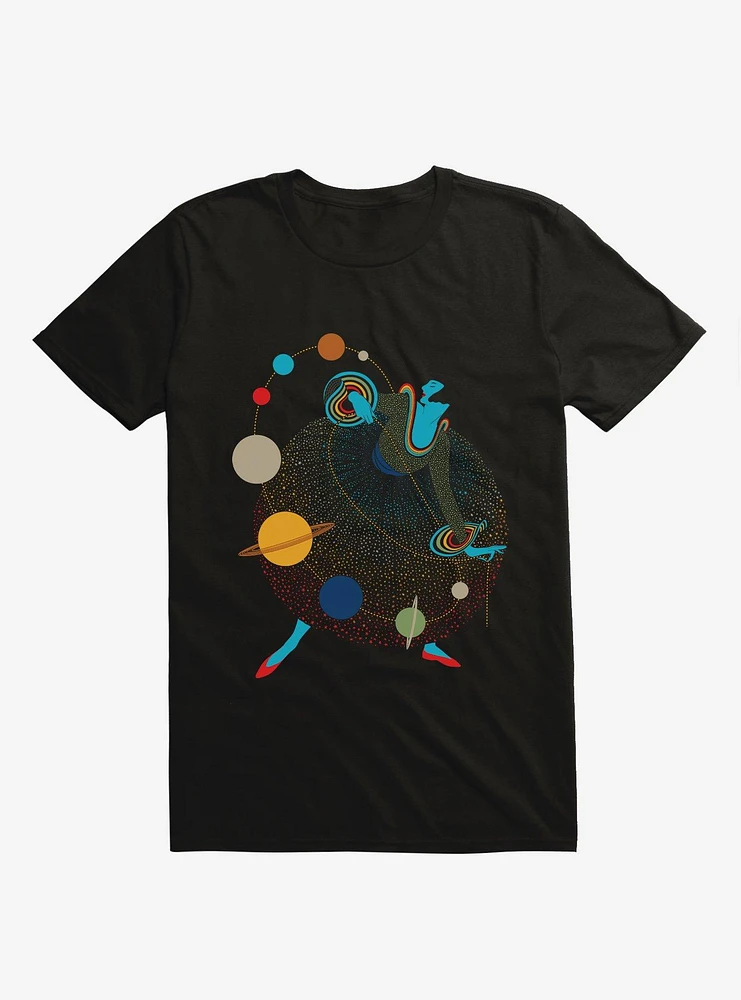 Mademoiselle Galaxy Stars And Planets Black T-Shirt