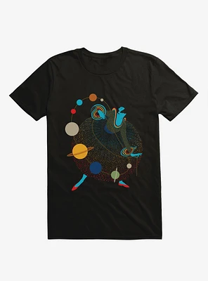 Mademoiselle Galaxy Stars And Planets Black T-Shirt