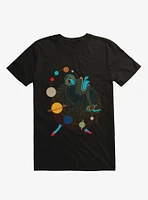 Mademoiselle Galaxy Stars And Planets Black T-Shirt