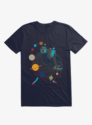 Mademoiselle Galaxy Stars And Planets Navy Blue T-Shirt