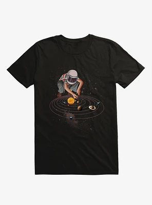 Marble Planet Astronaut Galaxy Black T-Shirt