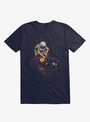 Marble Planet Astronaut Galaxy Navy Blue T-Shirt