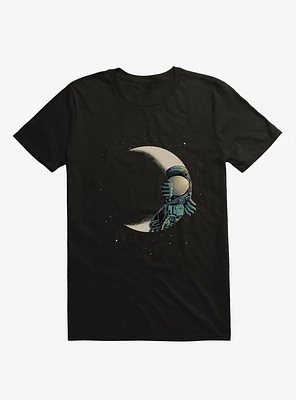 Crescent Moon Astronaut Black T-Shirt