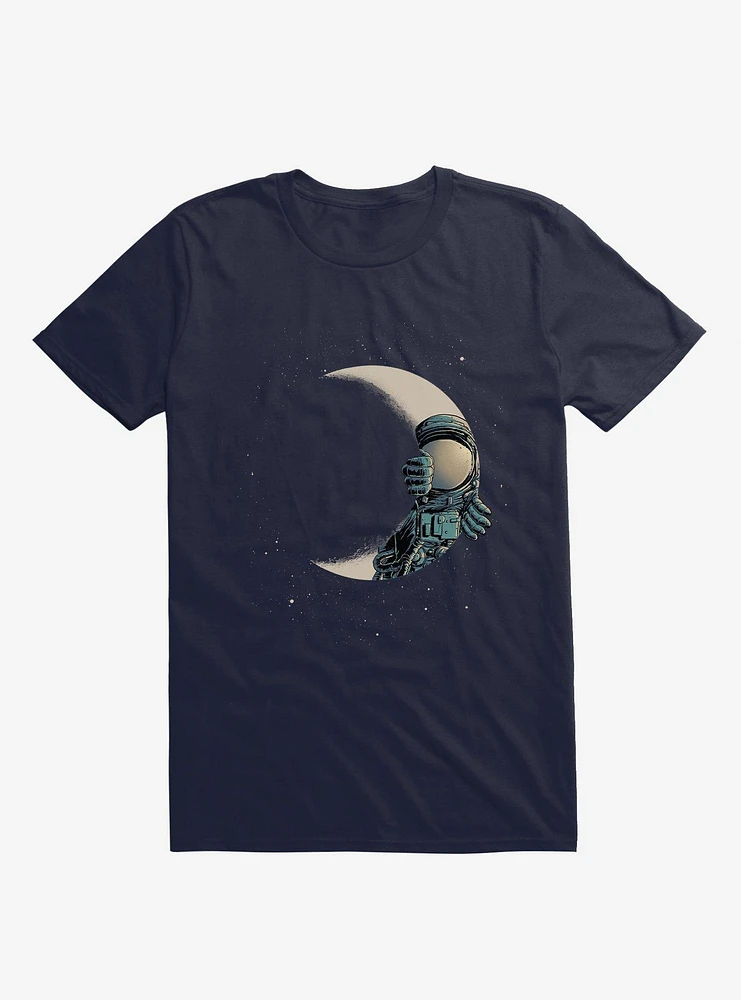 Crescent Moon Astronaut Navy Blue T-Shirt