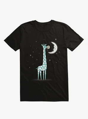 Midnight Snack Giraffe Moon Black T-Shirt