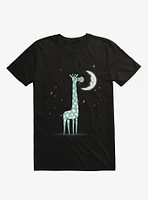 Midnight Snack Giraffe Moon Black T-Shirt