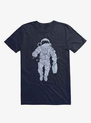 Daily Commute Astronaut Moon Navy Blue T-Shirt