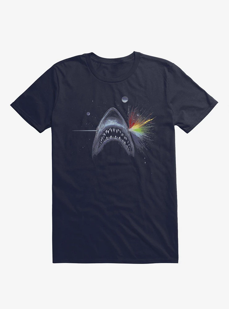 Dark Jaw Of The Moon Shark Prism Navy Blue T-Shirt