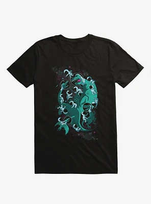 Epic Space Melee Dinosaur And Ninja Black T-Shirt