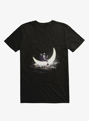 Moon Sailing Astronaut Black T-Shirt