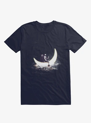 Moon Sailing Astronaut Navy Blue T-Shirt