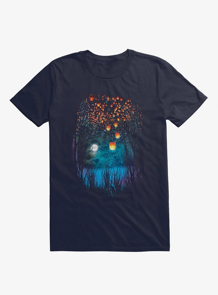 Hope The Sky Lanterns Navy Blue T-Shirt