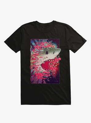 Shark From Outer Space Galaxy Black T-Shirt