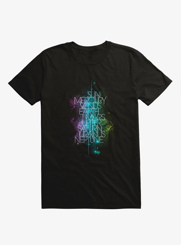 Solar System Planets Black T-Shirt