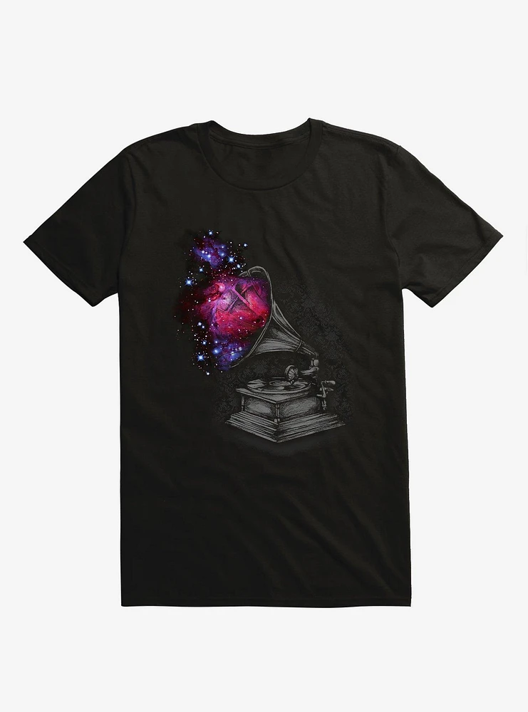 Sound Of Galaxy Gramophone Black T-Shirt