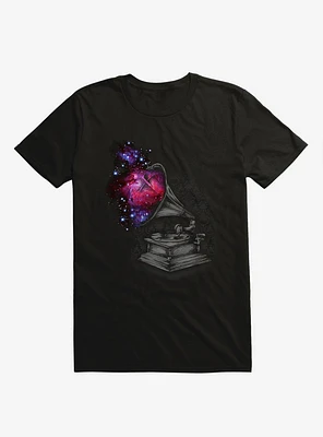 Sound Of Galaxy Gramophone Black T-Shirt