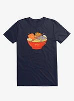 Ramen And Cats Navy Blue T-Shirt