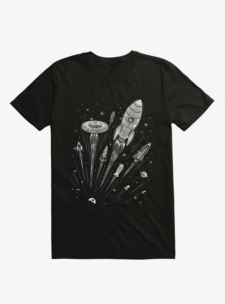 Space Race Spacecraft Black T-Shirt