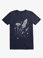 Space Race Spacecraft Navy Blue T-Shirt