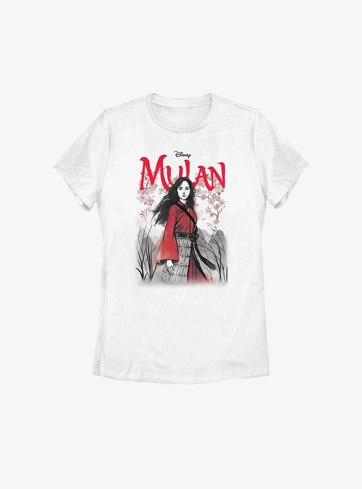 Disney Mulan Live Action Watercolor Title Womens T-Shirt