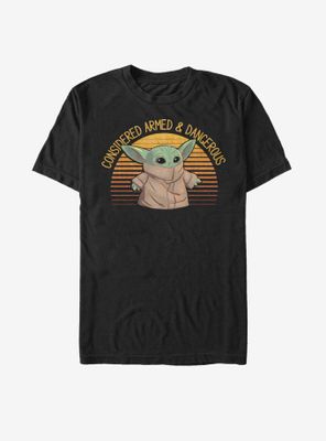 Star Wars The Mandalorian Child Sunset Armed And Dangerous T-Shirt