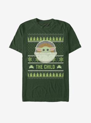 Star Wars The Mandalorian Child Cute Holiday Pattern T-Shirt