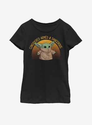 Star Wars The Mandalorian Child Sunset Armed And Dangerous Youth Girls T-Shirt
