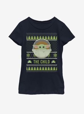 Star Wars The Mandalorian Child Cute Holiday Pattern Youth Girls T-Shirt