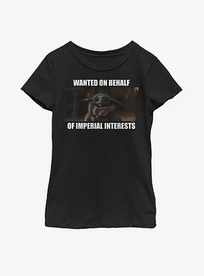 Star Wars The Mandalorian Child Wanted Youth Girls T-Shirt