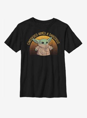 Star Wars The Mandalorian Child Sunset Armed And Dangerous Youth T-Shirt