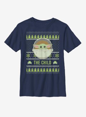 Star Wars The Mandalorian Child Cute Holiday Pattern Youth T-Shirt