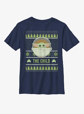 Star Wars The Mandalorian Child Cute Holiday Pattern Youth T-Shirt