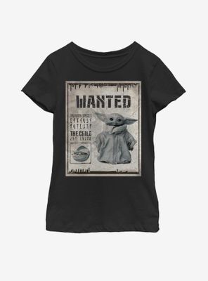 Star Wars The Mandalorian Child Unknown Wanted Poster Youth Girls T-Shirt