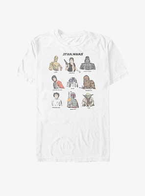 Star Wars Retro Character Cast T-Shirt