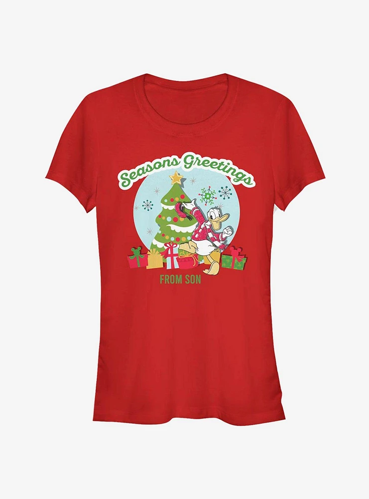 Disney Donald Duck Holiday Seasons Greetings From Son Classic Girls T-Shirt