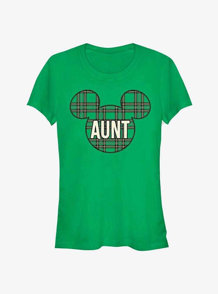 Disney Mickey Mouse Head Plaid Aunt Classic Girls T-Shirt