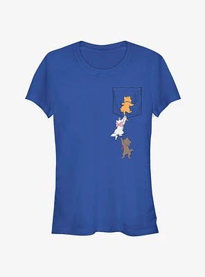 Disney Aristocats Kitten Crawl Faux Pocket Tee Classic Girls T-Shirt
